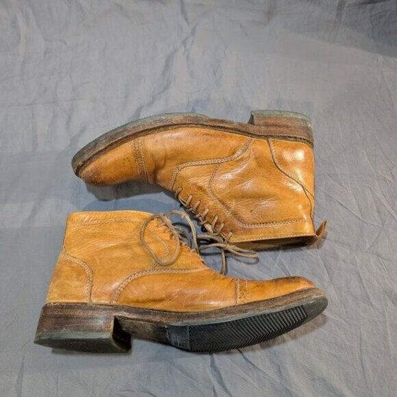 Jose Markham Brogue Tan Leather Cap Toe Ankle Boots Men Size 8 - Picture 8 of 10